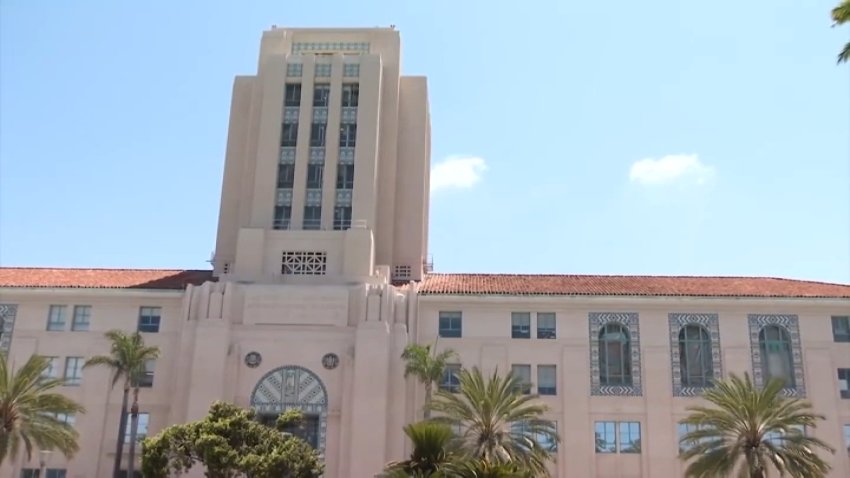 The San Diego County Administration building in downtown San Diego.