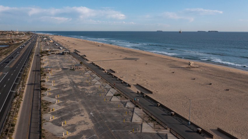 An aerial view of Bolsa Chica State Beach.
