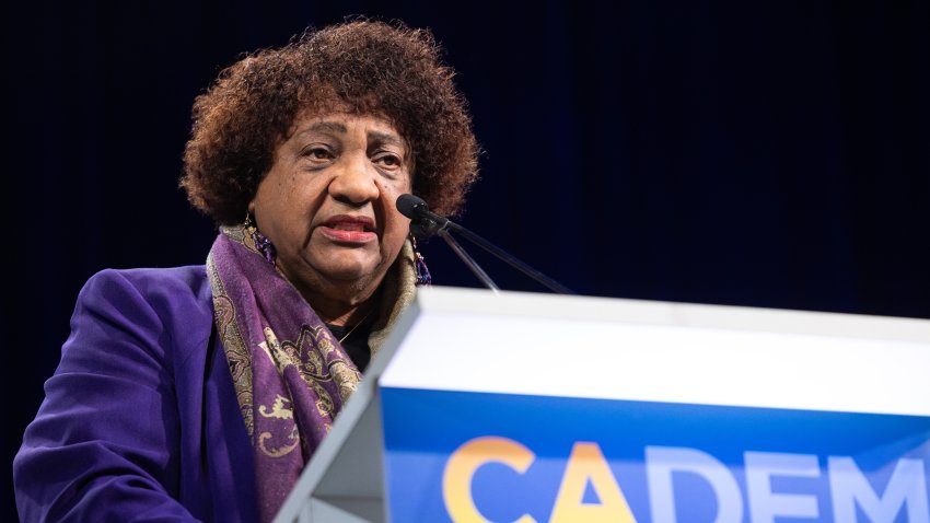 San Francisco, Calif, United States – February 21: 
California Secretary of State Shirley Weber speaks during the General Assembly at the California Democratic Party State Convention at the Moscone Center in San Francisco, Calif. on Saturday, Feb. 21, 2026.
(Photo by Christina House/Los Angeles Times via Getty Images)