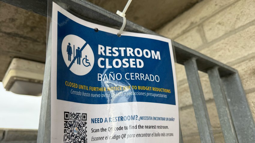 A new sign hanging on a closed restroom in Mission Bay. Jul. 8, 2026.