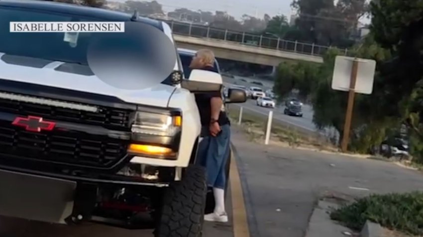 Image shared by a witness of car crash in Carlsbad turned violent, which left a man stabbed and a woman assaulted before CHP arrested a suspect.
