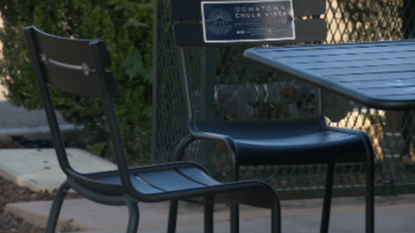Outdoor seating in the City of Chula Vista.