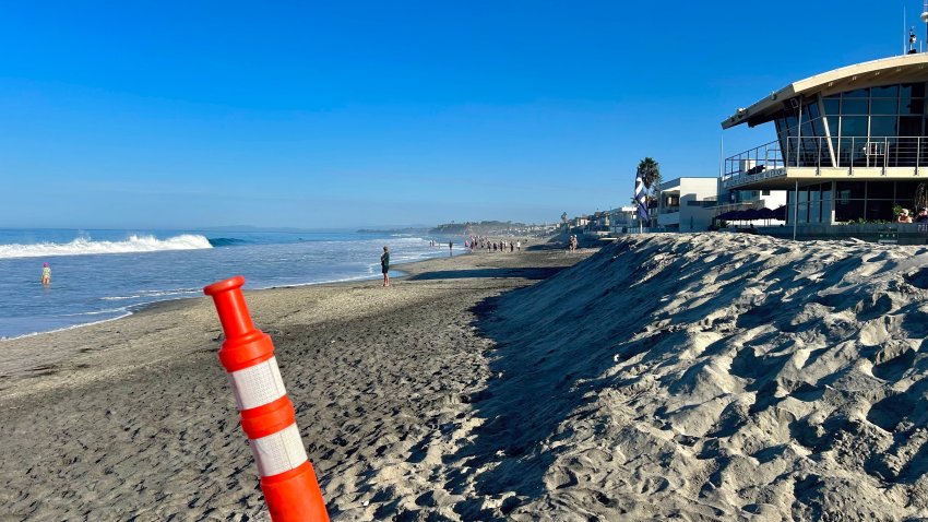 This is one of the berms replenished after last weekend’s storm and coastal flooding, Del Mar, Calif., October 18, 2026.